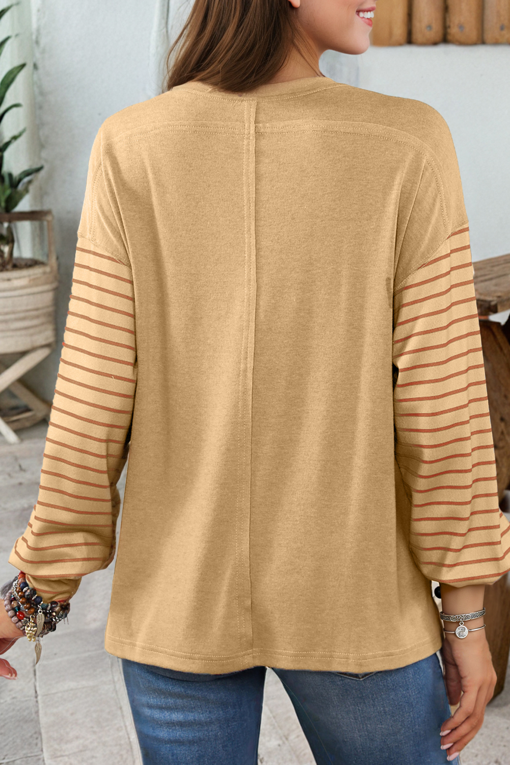 Colorblock Striped Bishop Sleeve Top - 4 Colors