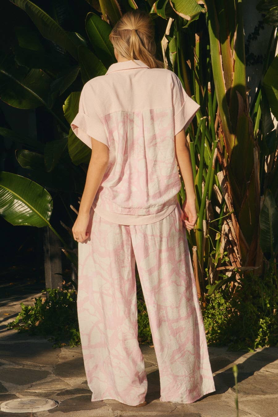 Plus Relaxed Short-sleeve Top & Wide-leg Pants Set