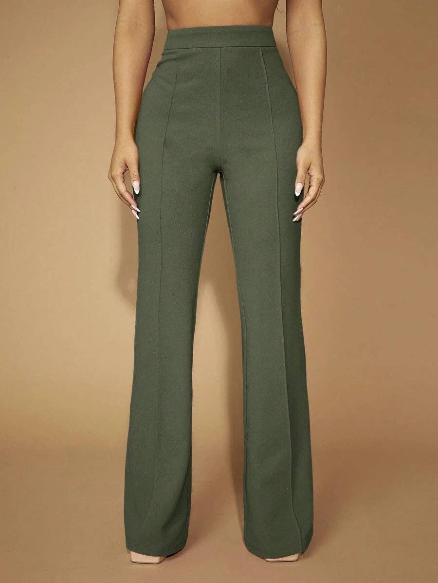 High Waist Straight Leg Pants | Women's Work Trousers