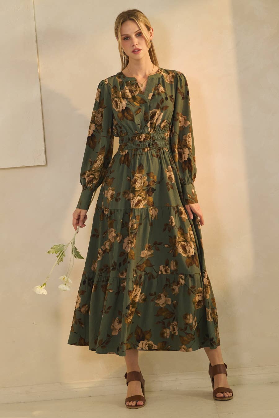 Floral Printed Tiered Maxi Dress