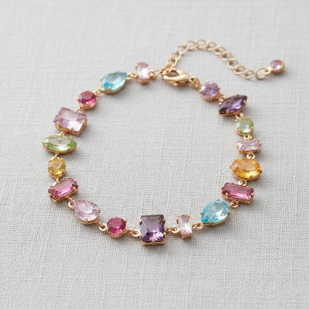 Colorful Heart Flower Zirconia Bracelet