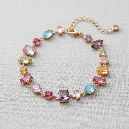 Colorful Heart Flower Zirconia Bracelet