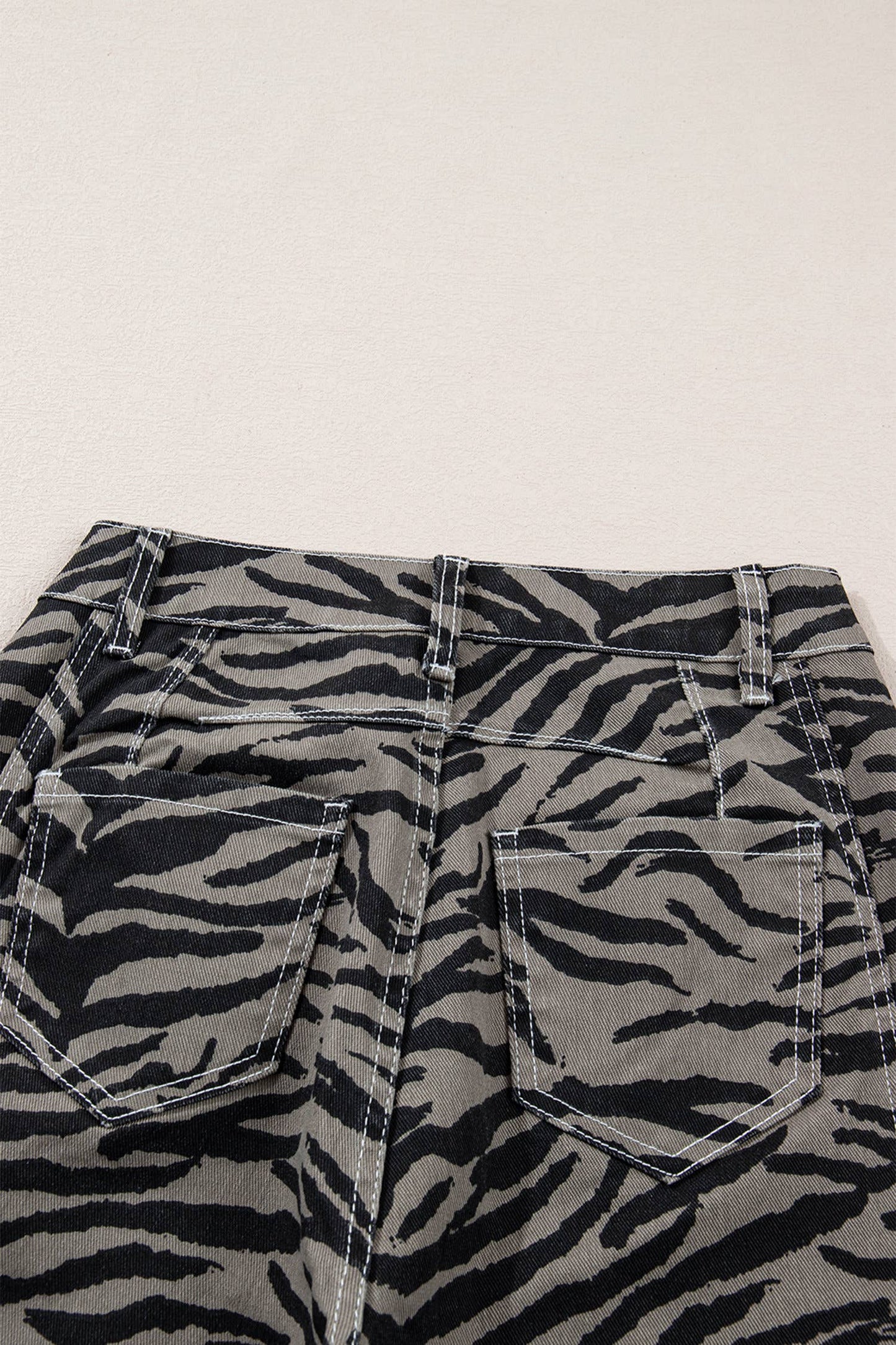 Plus Size Zebra Stripe Printed Wide Leg Jeans