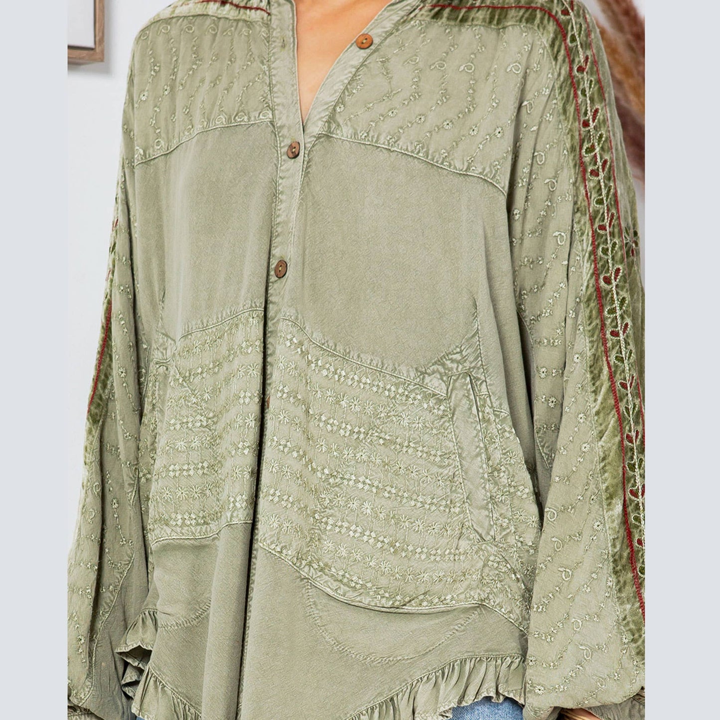 Bohemian Elegance: Stonewashed Rayon Top