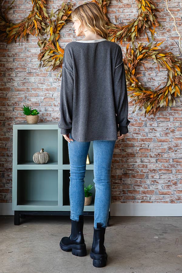 [PLUS SIZE] Everyday Rib Top with Lace Detail T5305XL