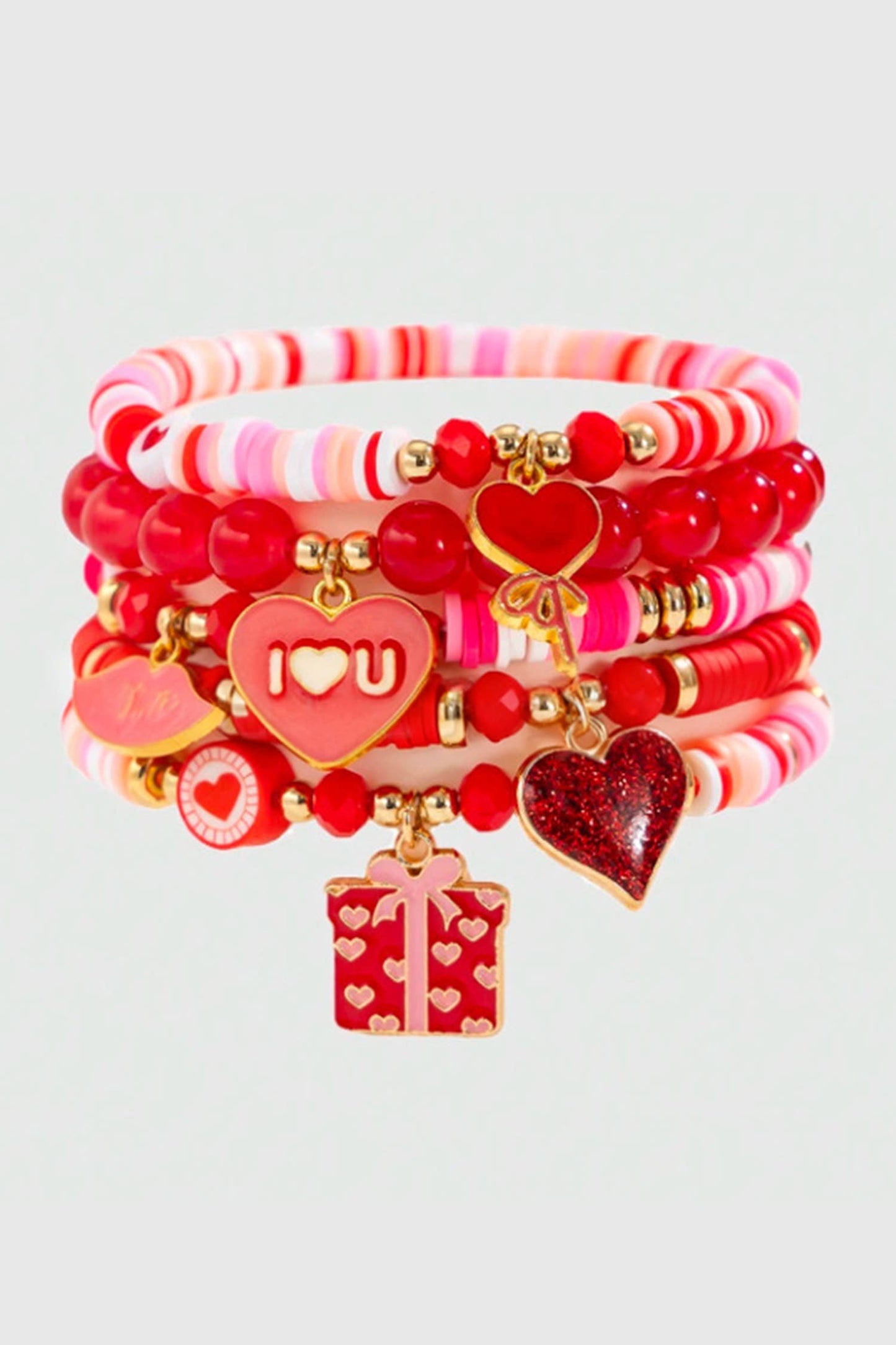 Multi 5pcs I Love U Valentines Day Sweet Bracelet Set