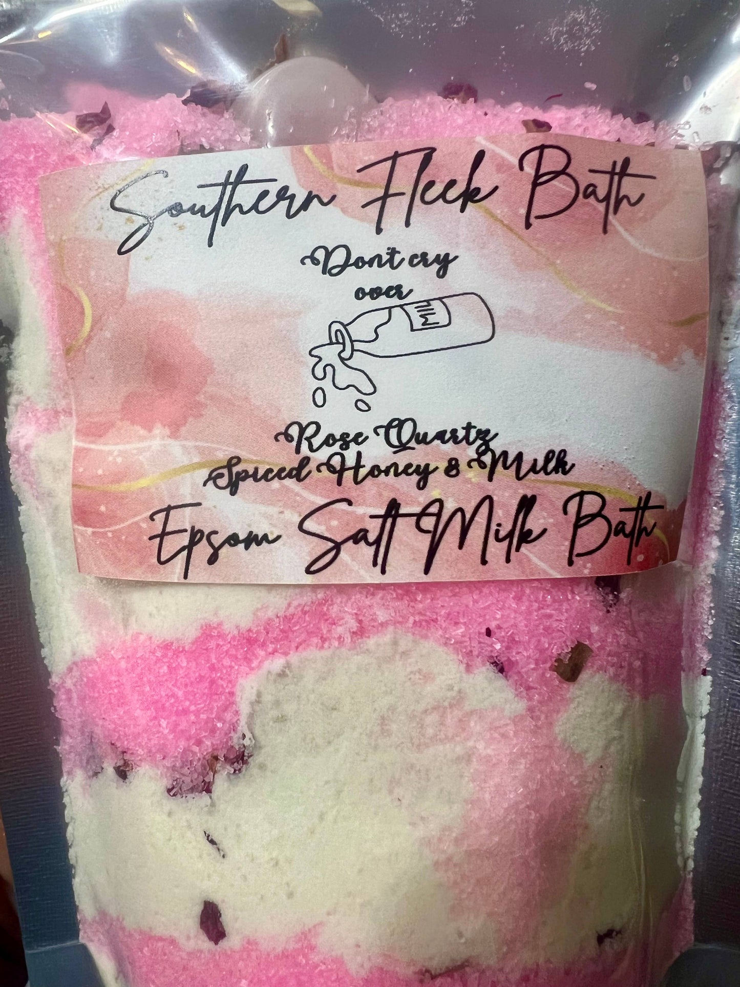 Rose Quartz Epsom Salt Spiced Honey Milk Bath 10oz