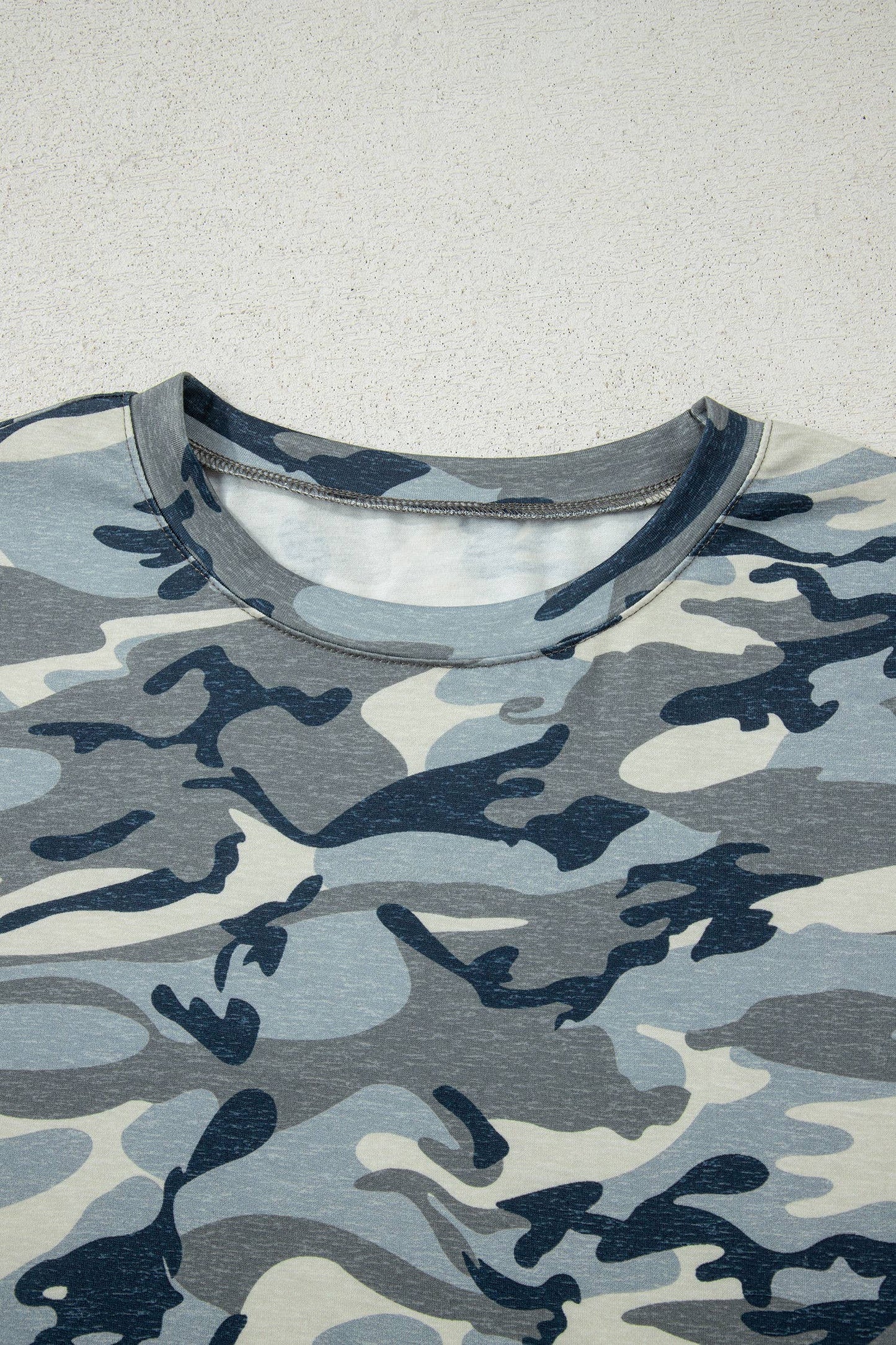Camouflage Print Crew Neck T Shirt