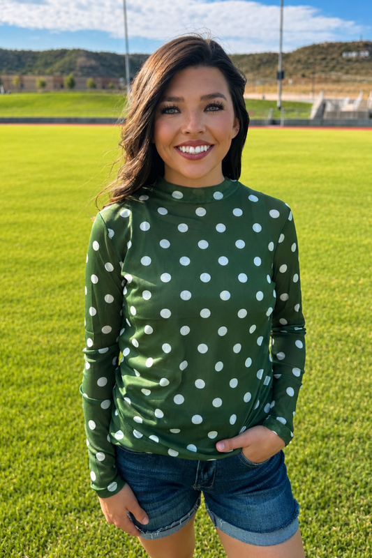 Kickoff Season Green Mesh Top