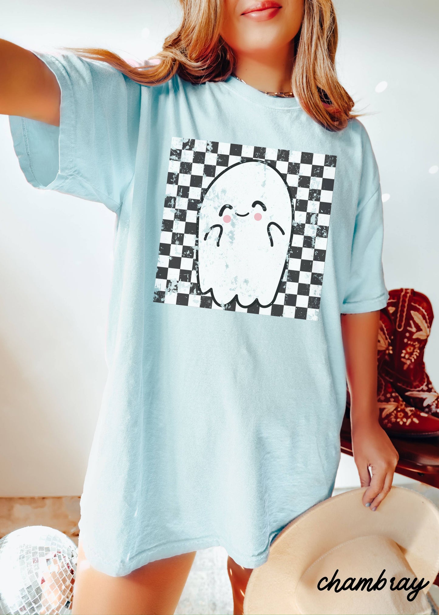 Checkered Ghost Tee *10 Colors (S-3X)