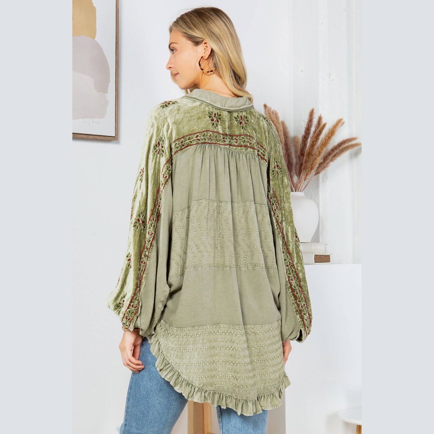 Bohemian Elegance: Stonewashed Rayon Top