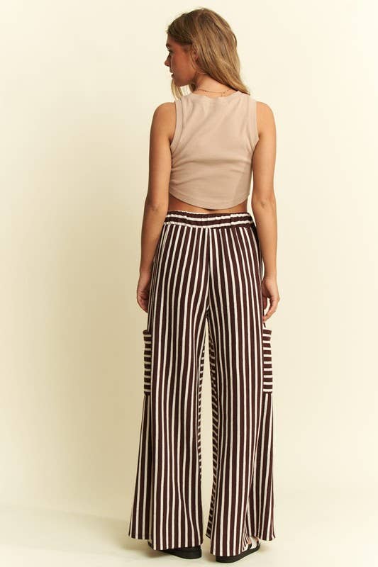 STRIPE WIDE LEG PANTS