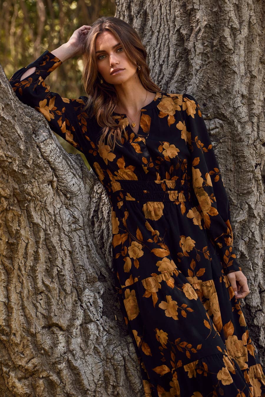 Plus Floral Printed Tiered Maxi Dress