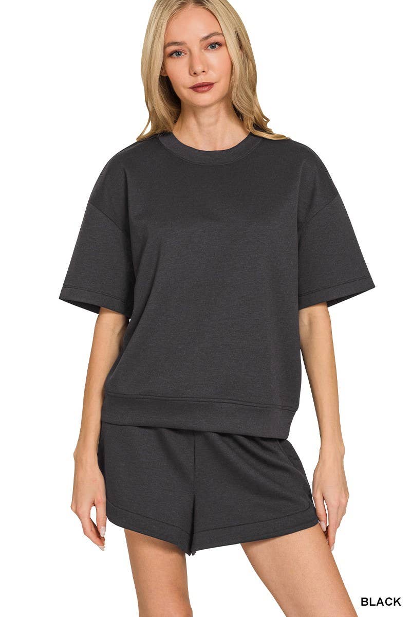 Scuba Short Sleeve Top Shorts Set