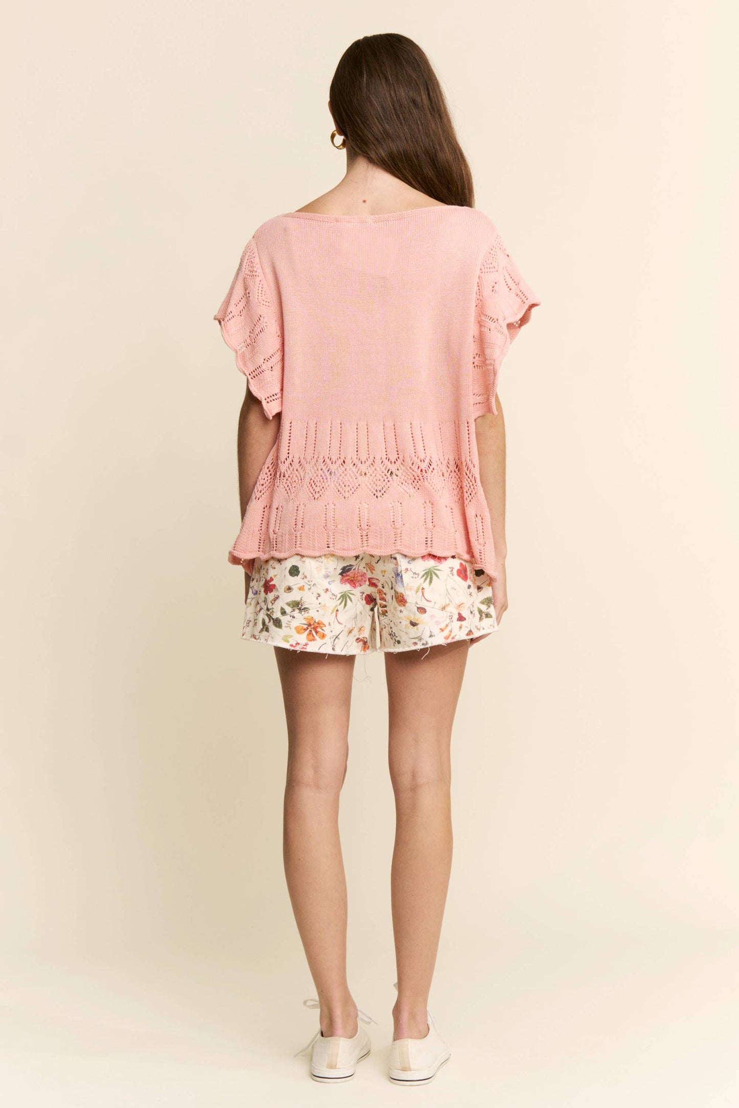 OPEN KNIT SHORT SLEEVE TOP