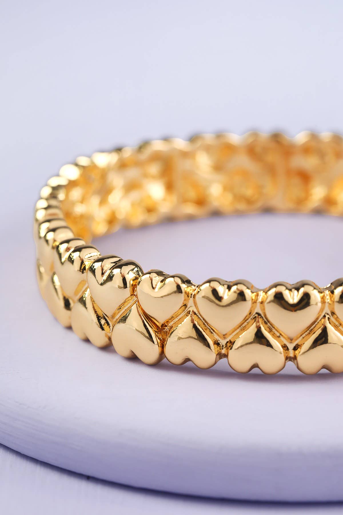 Worn Metal Cuff Bracelet with Heart Impressions