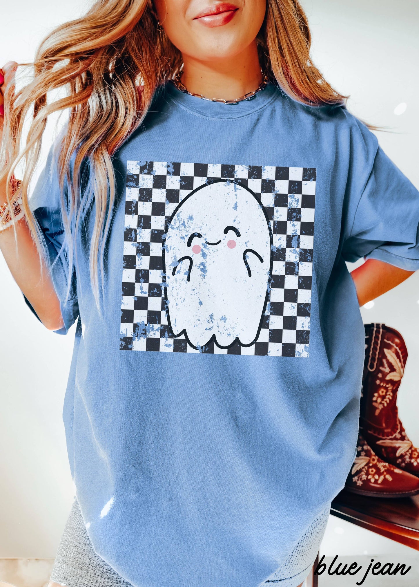 Checkered Ghost Tee *10 Colors (S-3X)