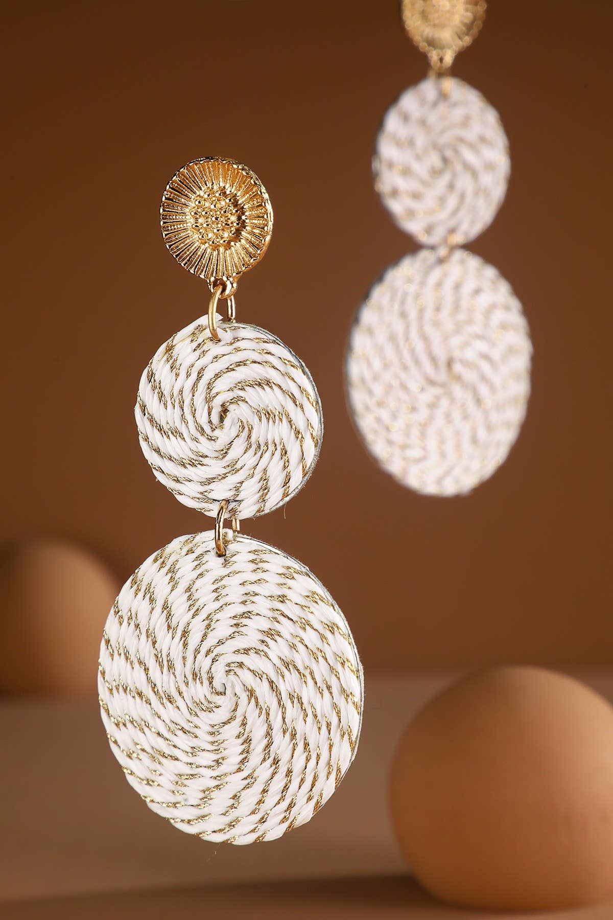 Thread Double Round Drop Earring