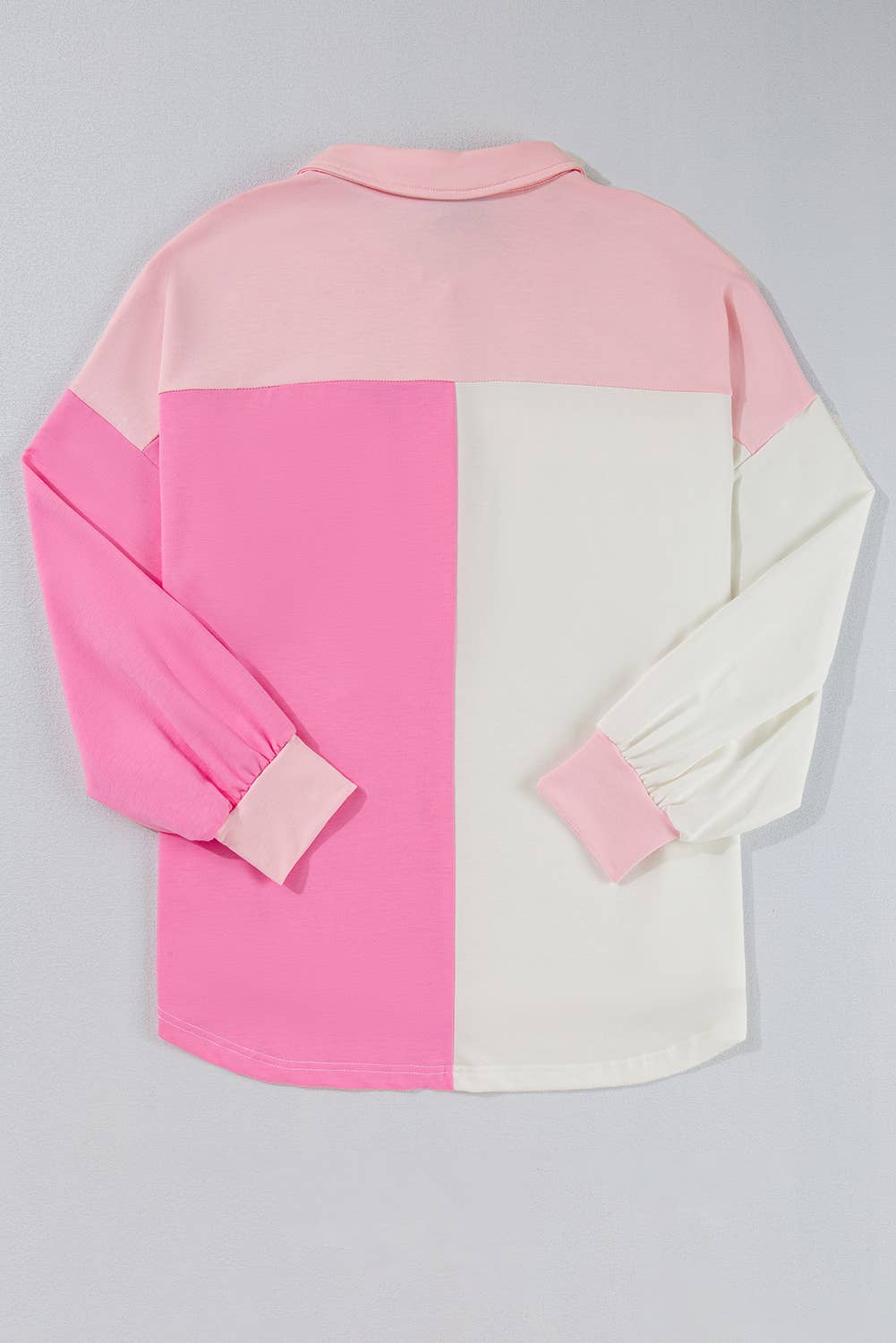 Plus Size Colorblock Chest Pockets Half Button Sweatshirt
