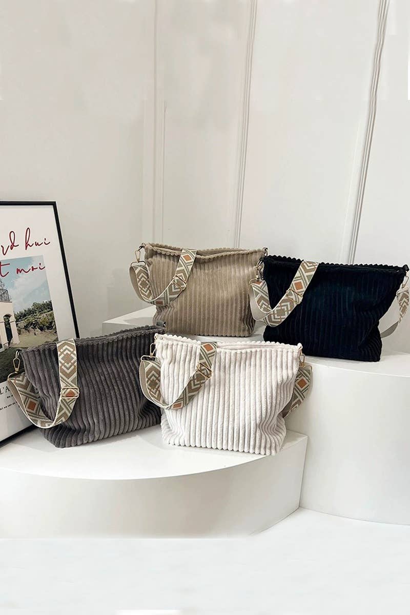 ',....Corduroy Tote Bag With Guitar Shoulder Strap SI-28151