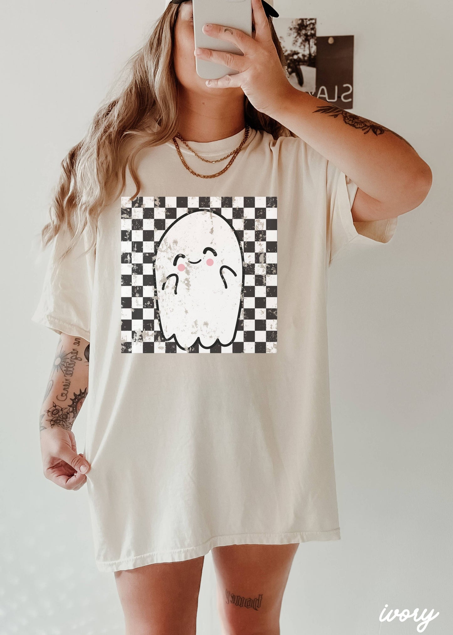 Checkered Ghost Tee *10 Colors (S-3X)