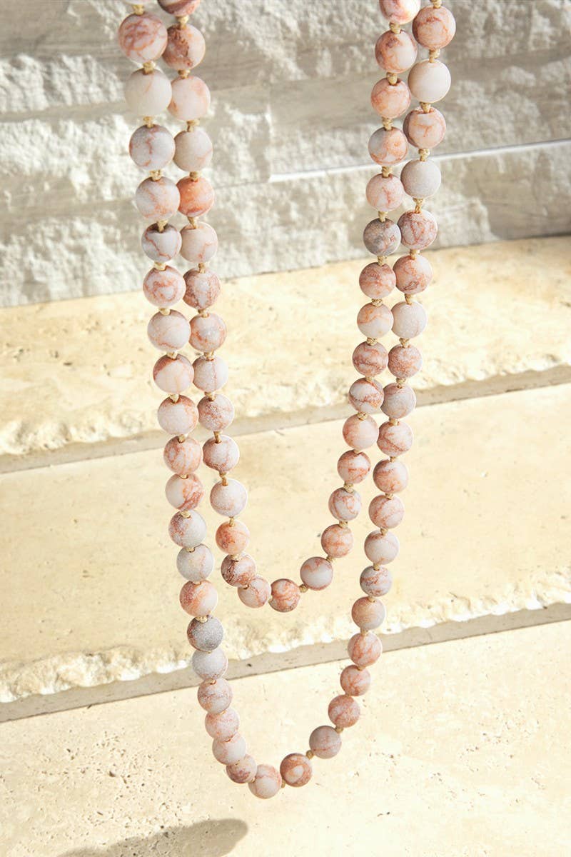 Semi Precious 8mm Long Necklace