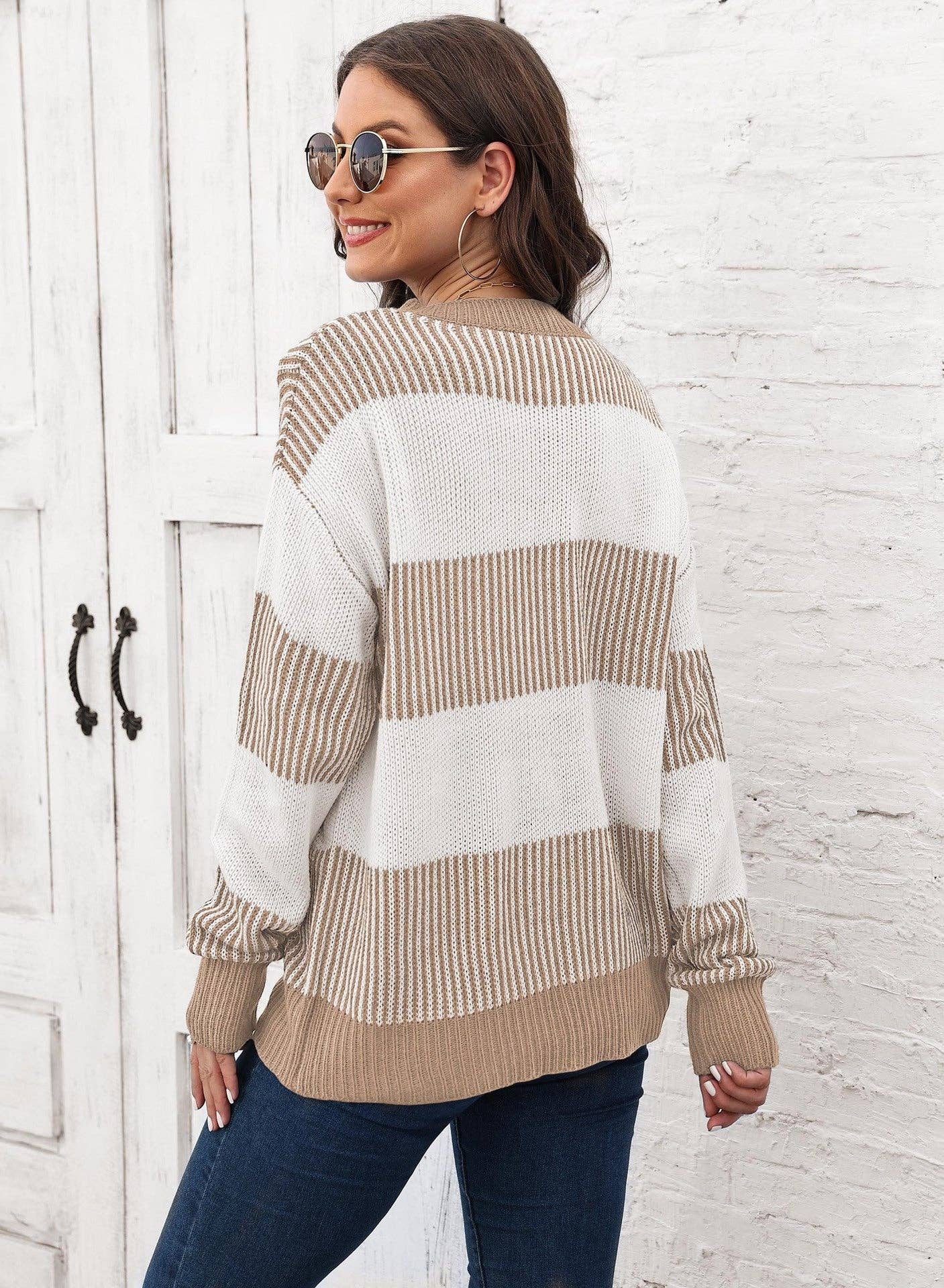 Plus Size Colorblock Striped Sweater | Cozy Fall/Winter Knit