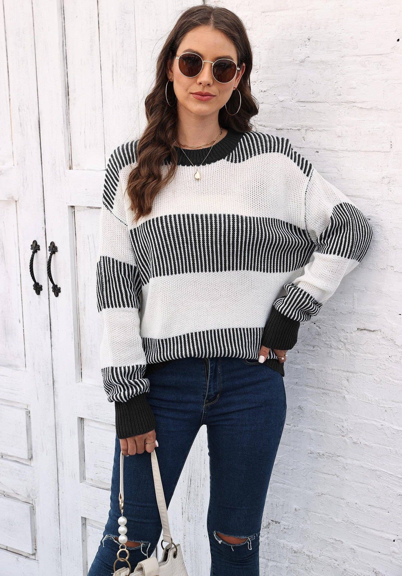 Plus Size Colorblock Striped Sweater | Cozy Fall/Winter Knit
