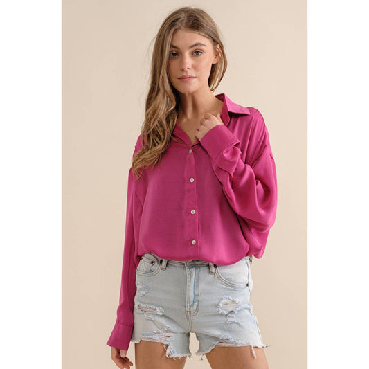 LIGHT SATIN BUTTON DOWN SHIRT