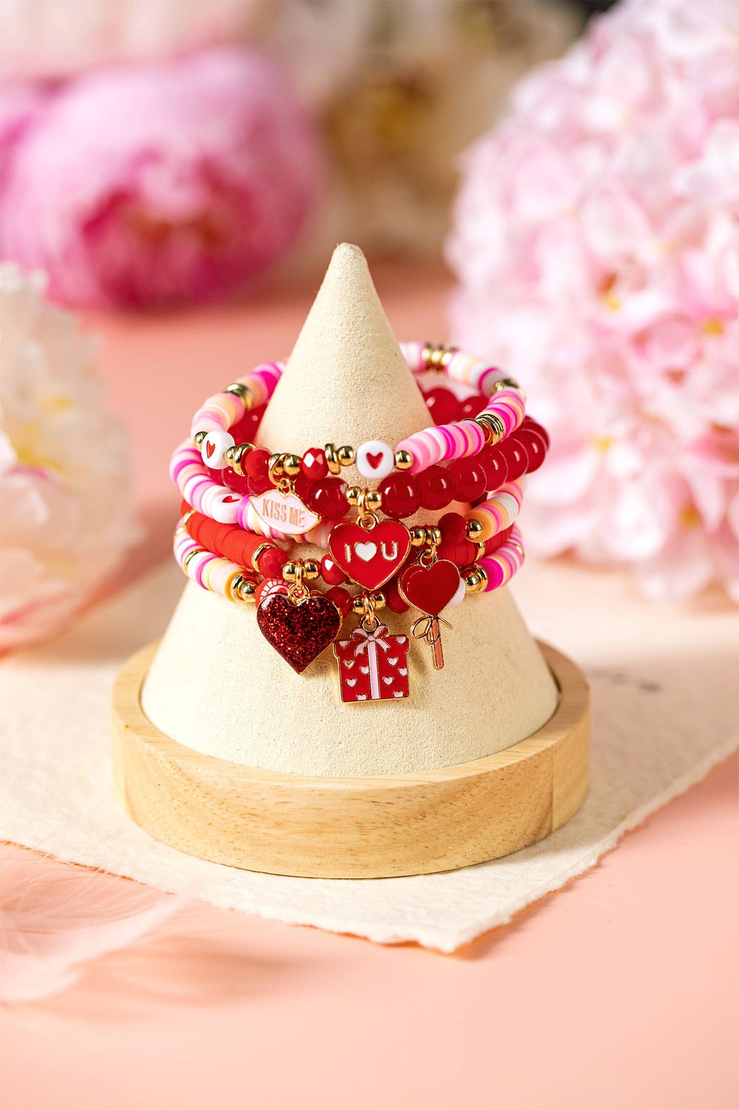 Multi 5pcs I Love U Valentines Day Sweet Bracelet Set