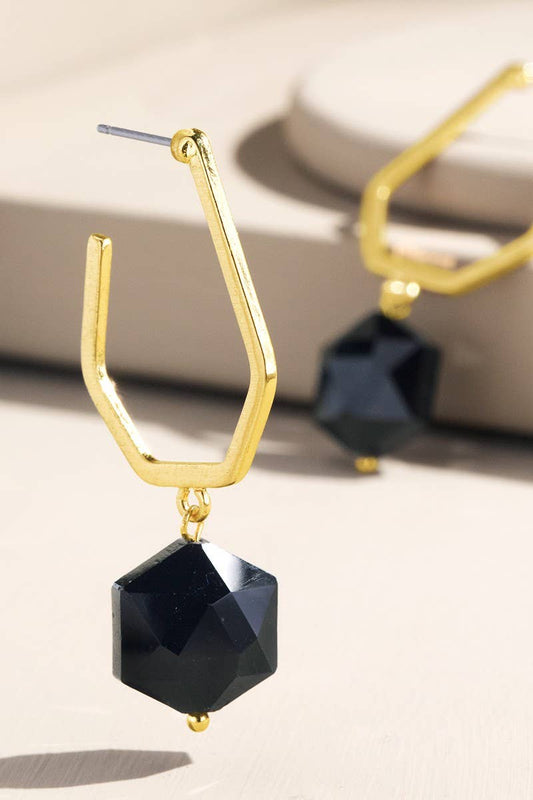 Steel Teardrop Faux Stone Earrings