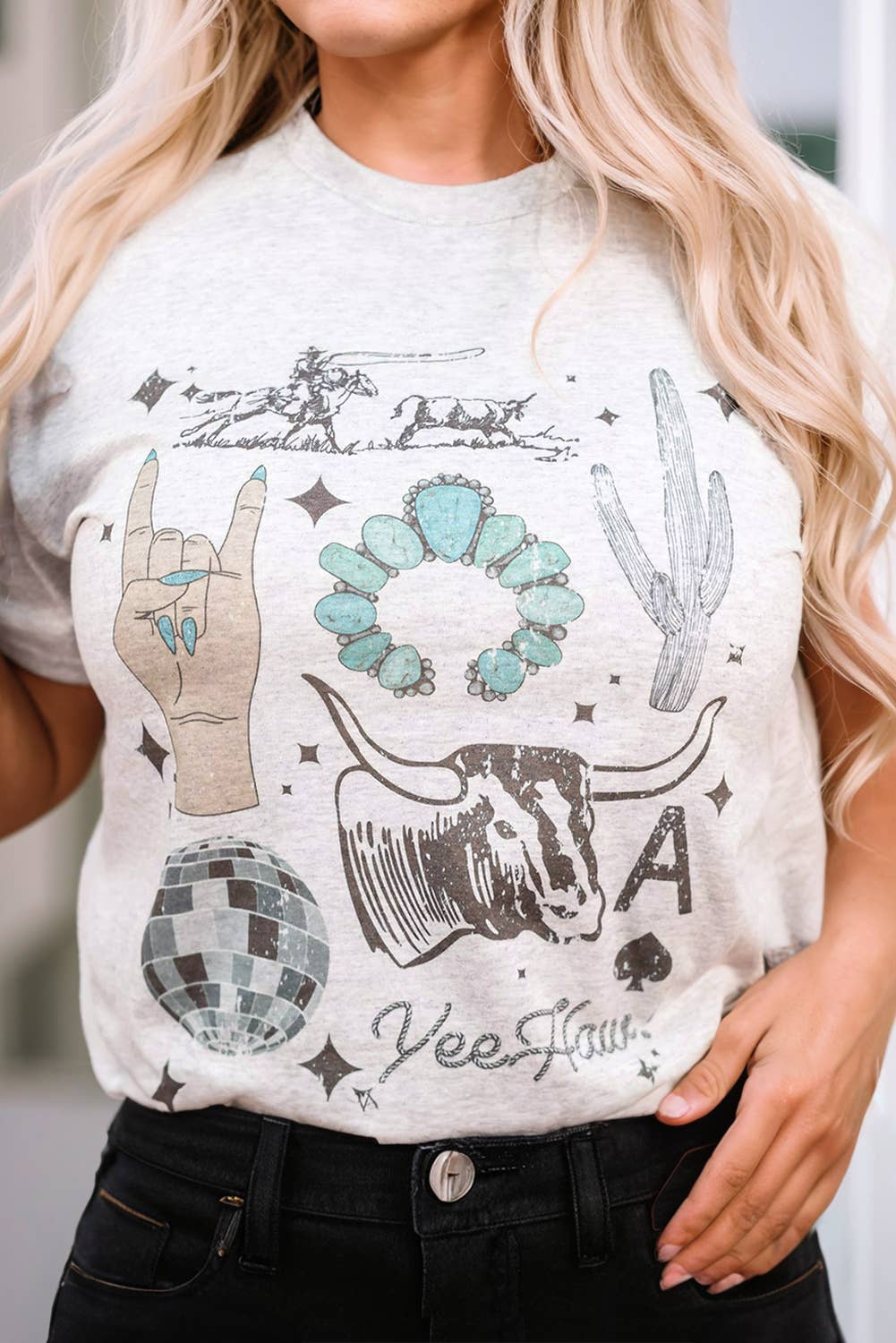 LDC Plus Size Western Print Fashion Tee