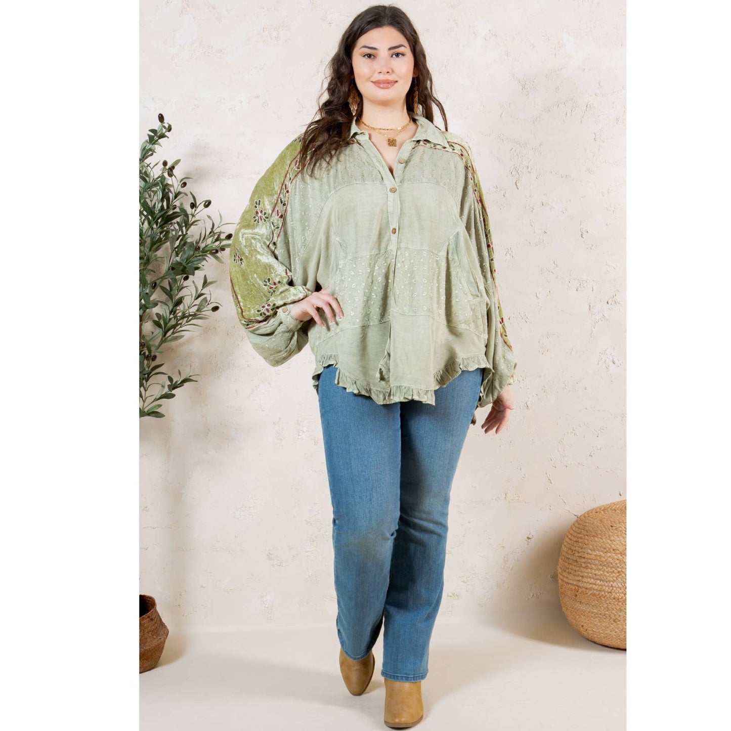 Bohemian Elegance: Stonewashed Rayon Top