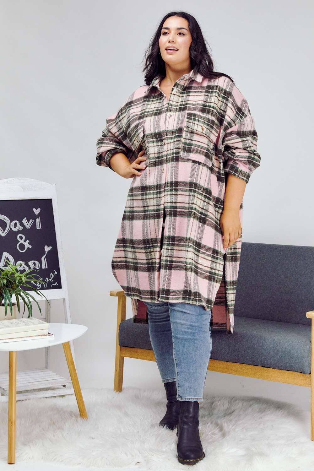 PLUS STRIPE BUTTON DOWN JACKET