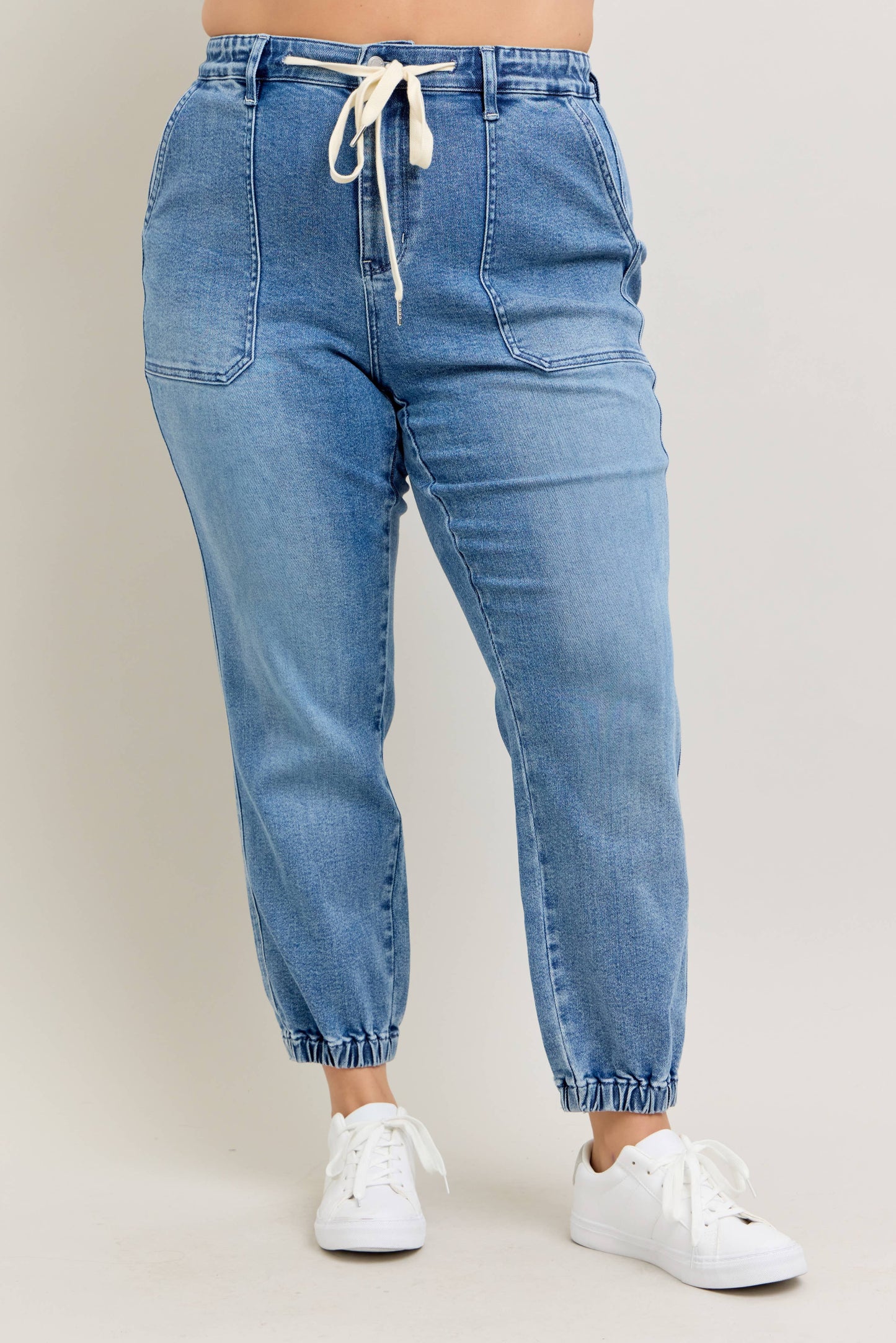 High Waisted Denim Jogger - PLUS