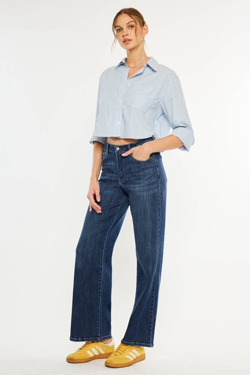 OPEN PACK HIGH RISE WIDE LEG JEANS-KC20030D