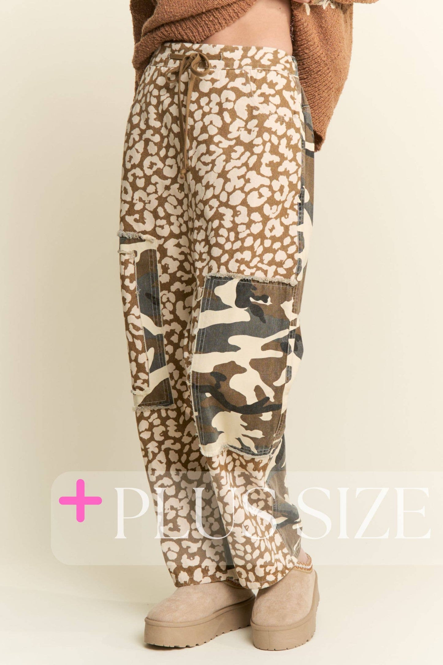 PLUS SIZE ~ LEOPARD & CAMOUFLAGE  PRINT PANTS