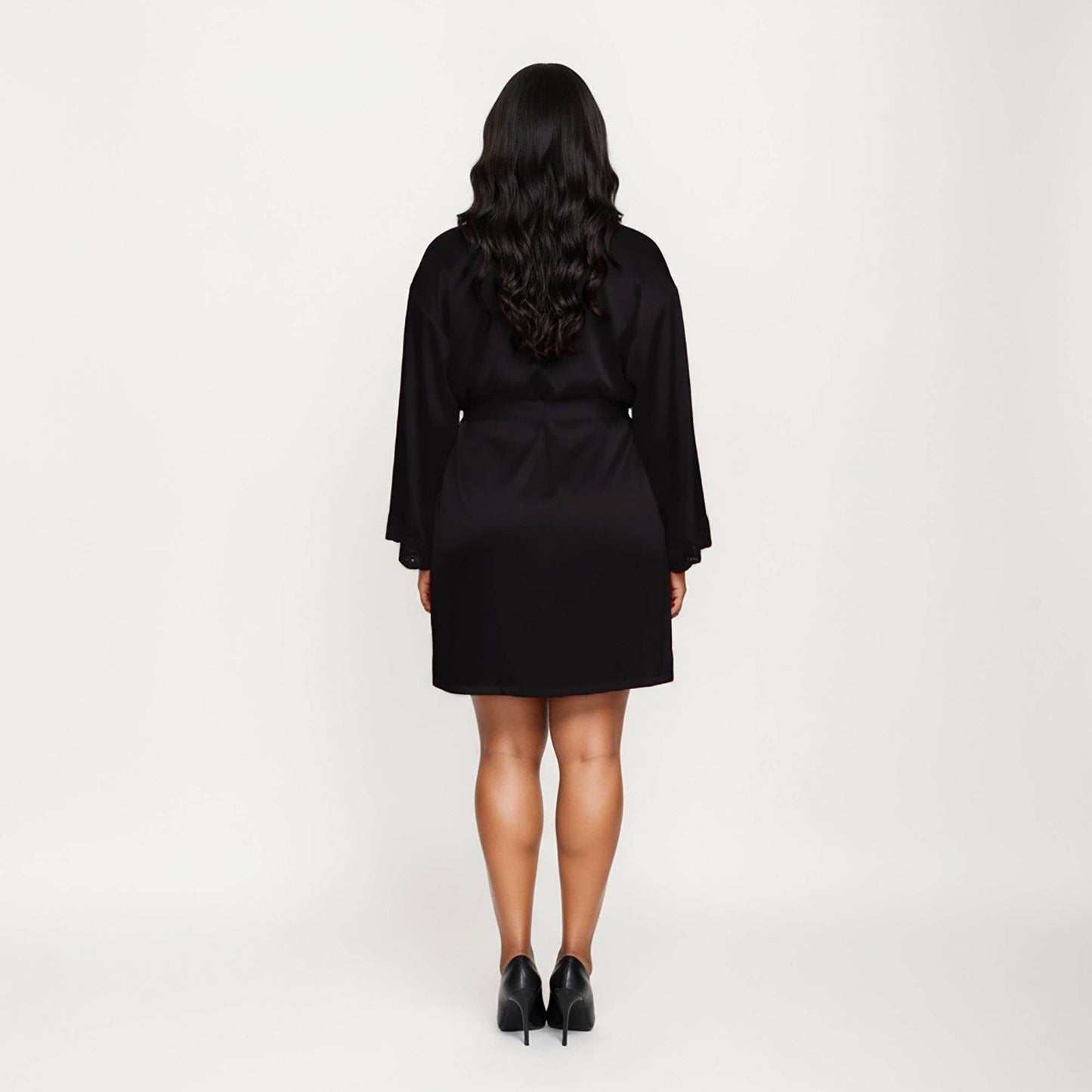 PLus Size Satin Robe and Slip Set with Soft Lace Trim on Sleeves and Delicate Sheen