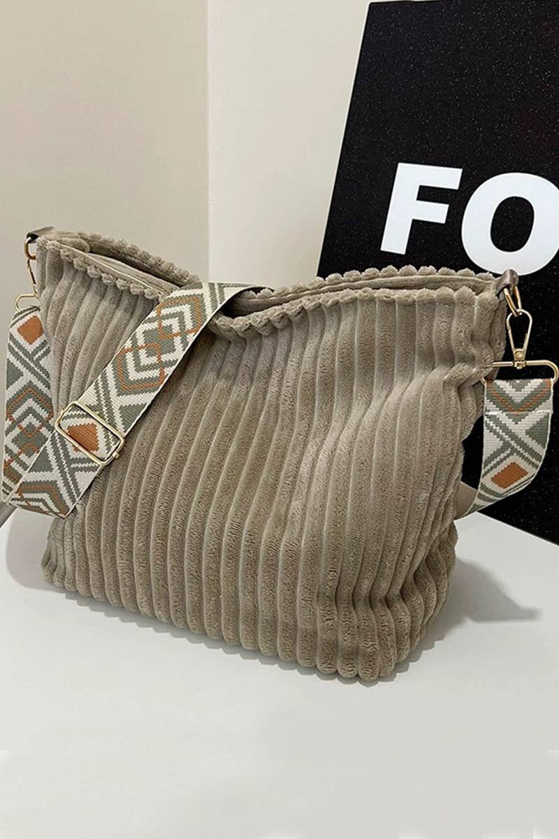 ',....Corduroy Tote Bag With Guitar Shoulder Strap SI-28151