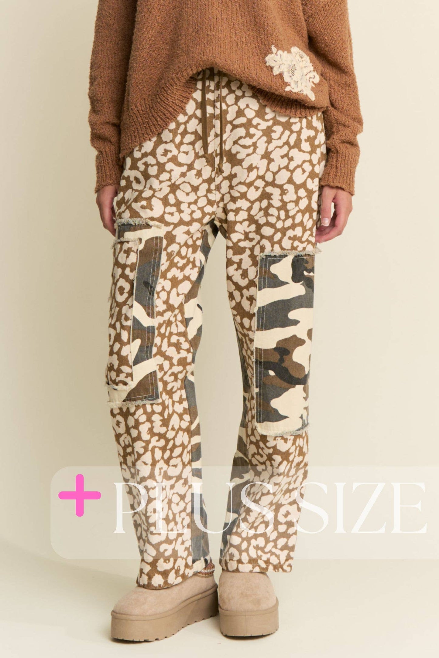 PLUS SIZE ~ LEOPARD & CAMOUFLAGE  PRINT PANTS