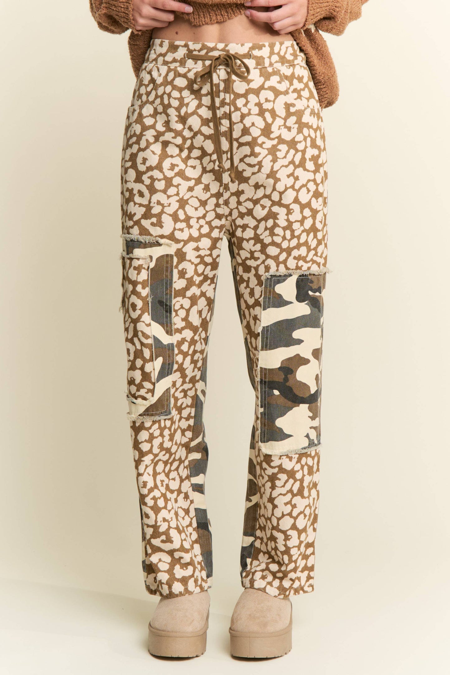 LEOPARD & CAMOUFLAGE  PRINT PANTS