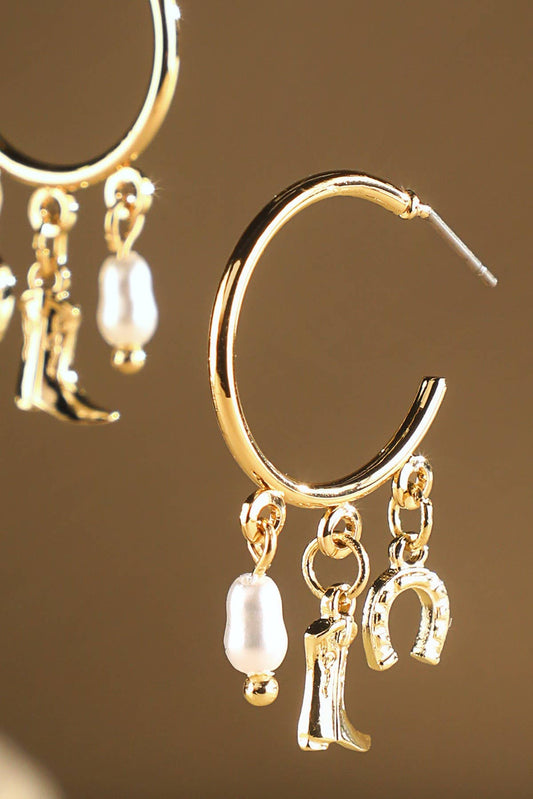 Western Multi Charm Hoop Earrings