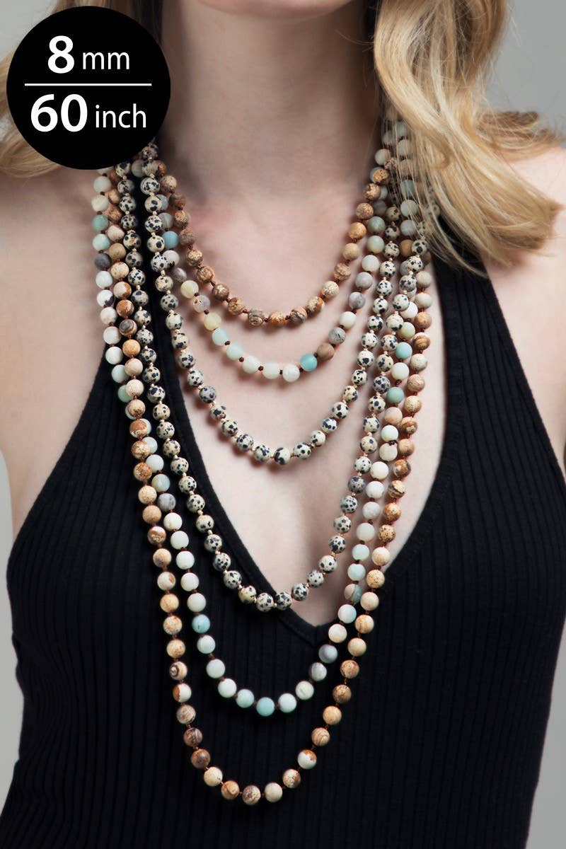 Semi Precious 8mm Long Necklace