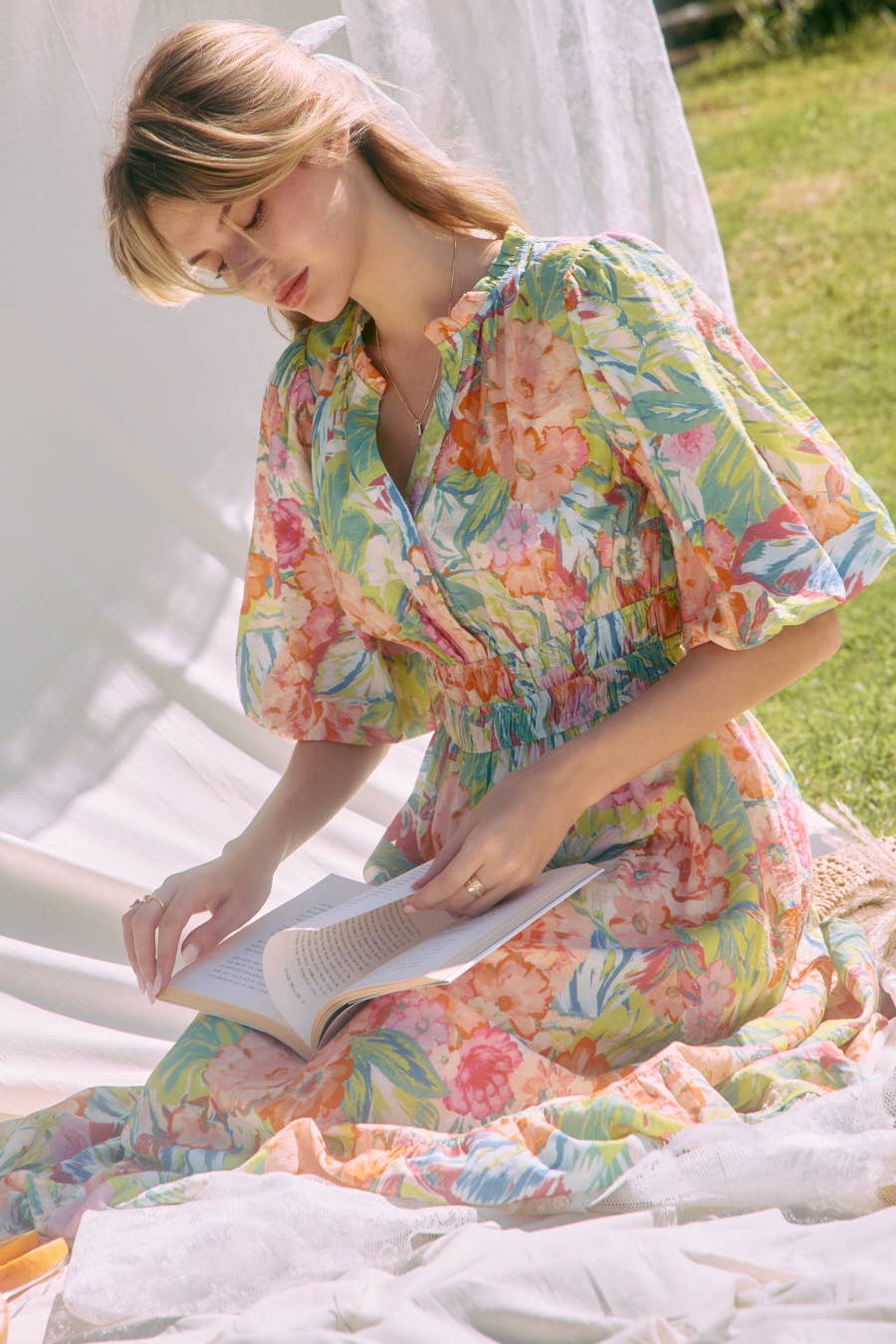 Floral Printed Tiered Midi Dress