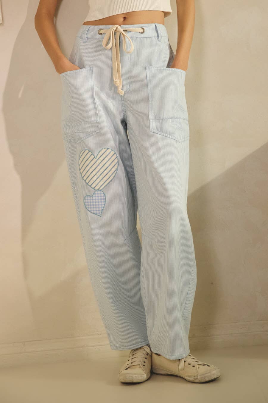 Plus Striped Drawstring Pants