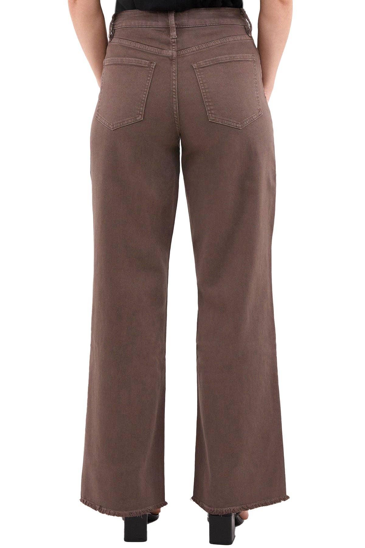 Plus Size Chloe High Rise  Frayed Wide Leg Pants