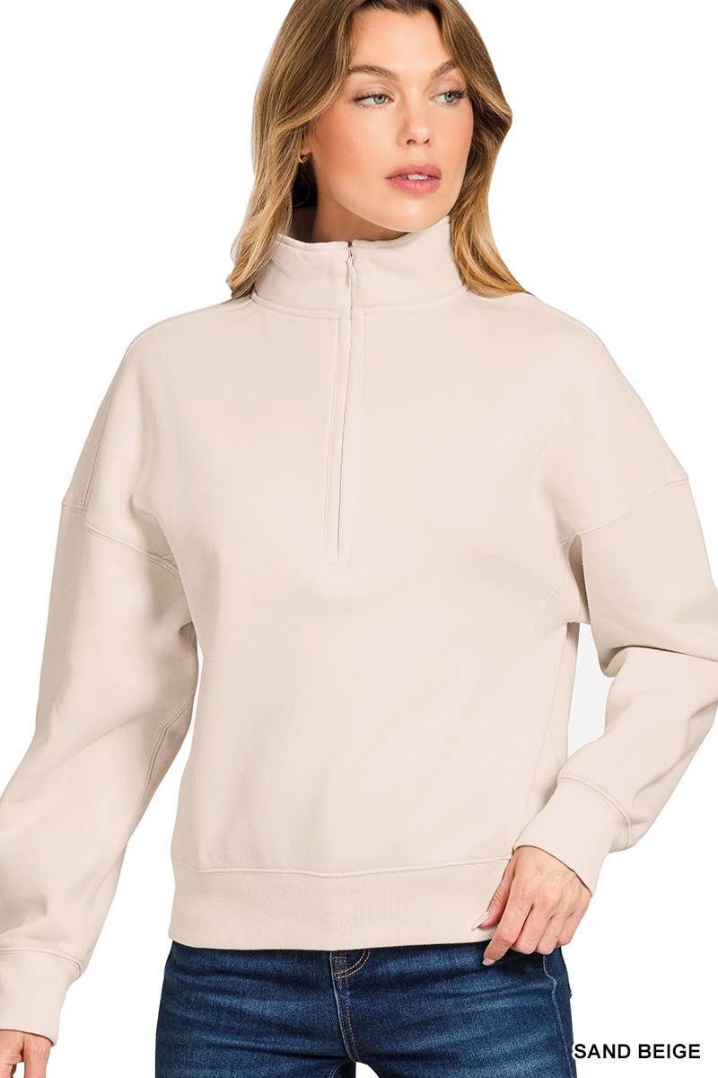 Fleece High Neck Half Zip Sweatshirts