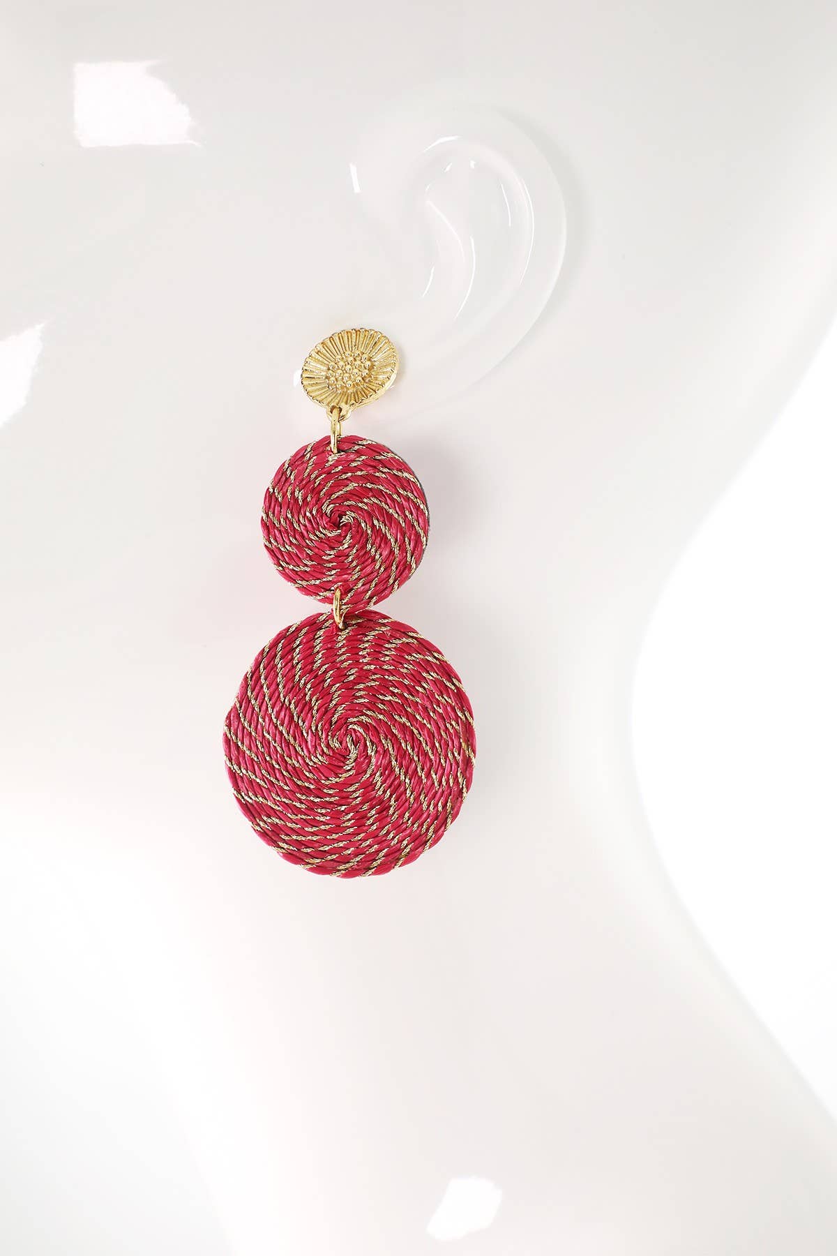 Thread Double Round Drop Earring
