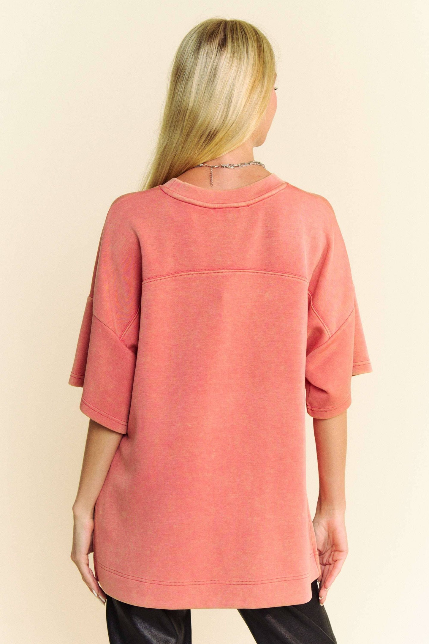 PLUS WASHED CREW NECK TOP