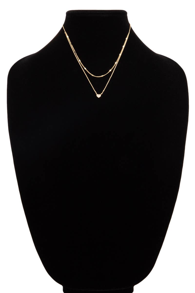 Brass Heart Pendant Layered Necklace